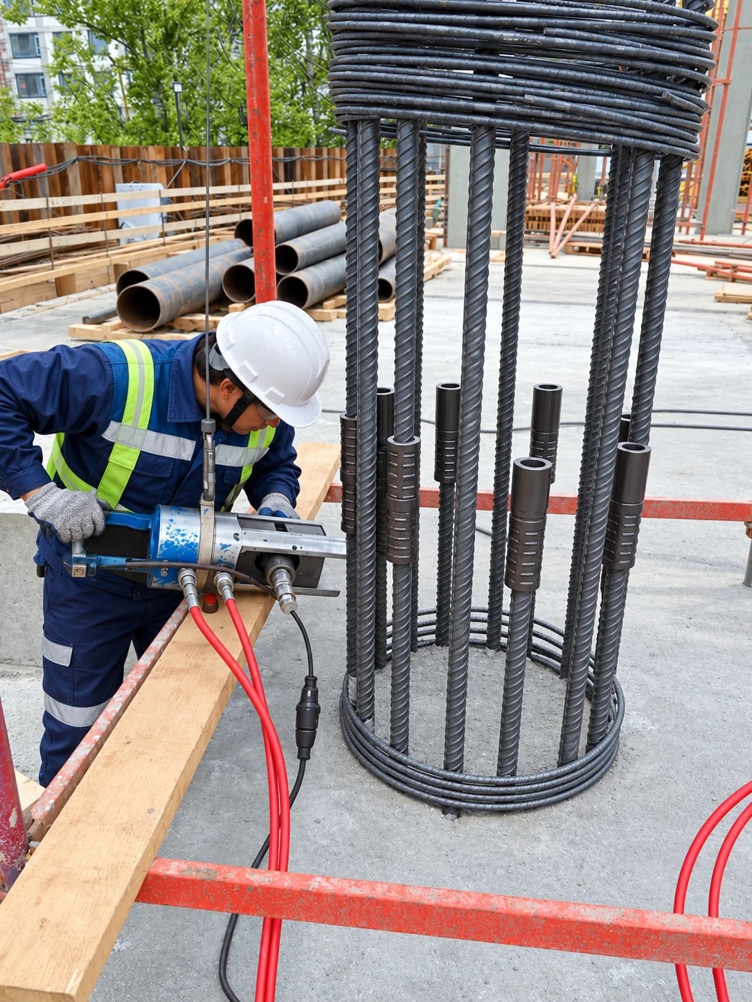 Монтаж обжимной муфты гидравлическим прессом